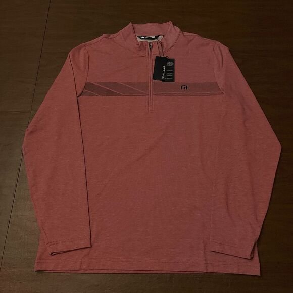 Travis Mathew Sunset Serenade Golf Pullover 1/4 Zip Heather Red Men's Size M - Picture 1 of 5